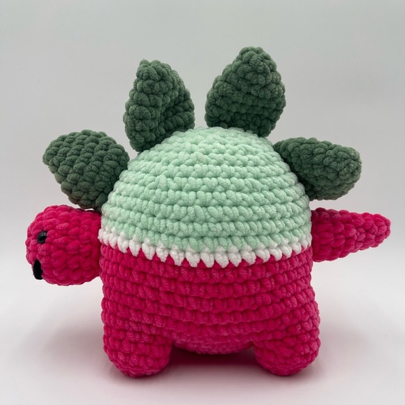 Melonosaurus Amigurumi Handmade Plush Dinosaur Colorful Soft - Picture 1 of 11